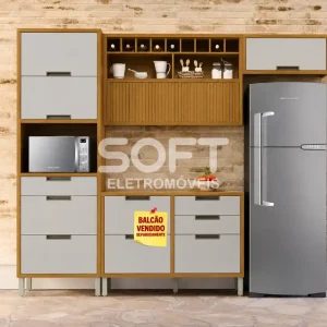 COZINHA NESHER IMPERATRIZ COMPACTA FREIJO/OFF WHITE 500784