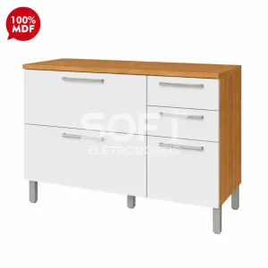 BALCAO NESHER 2P 3G BURGUESA PREMIUM 120CM FREIJO/BRANCO 500548