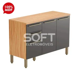 BALCAO RONIPA 3P 2G NAPOLI PRIME 120CM AMENDOA/CHUMBO
