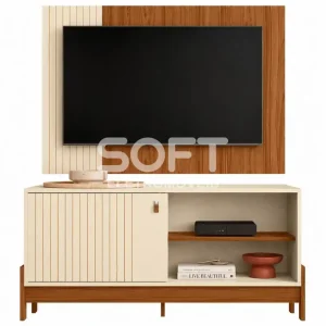 COMBO RACK PAINEL MOBLER 1.2 WOOD PEROLA METALIZADO/CINAMOMO MEL