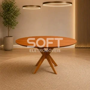 MESA AGN VITORIA REDONDA 130CM TAMPO LAMINADO MADEIRA