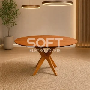 MESA AGN VITORIA REDONDA 90CM TAMPO LAMINADO MADEIRA