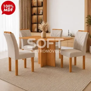 CJ MESA 4C CEL MOVEIS SALINAS RETANGULAR 120X80 TAMPO LONDRES S/VDO CAD.PARATI TEC 169 CINAMOMO