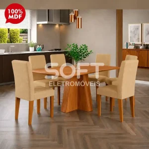 CJ MESA 6C CIMOL MAITE S/VIDRO RETANGULAR 160X80 CINAMOMO/GENGIBRE
