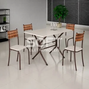 CJ MESA 4C MOVEIS TEIXEIRA ATLANTA RETANGULAR 120X75 C/RATAN CARVALHO